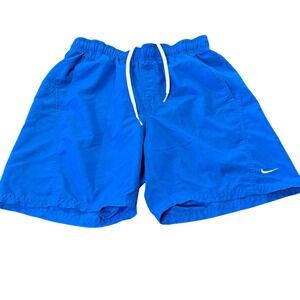 Nike Swim Trunks Mens Small Royal Blue Mesh Lined Board Shorts Drawstring Swoosh